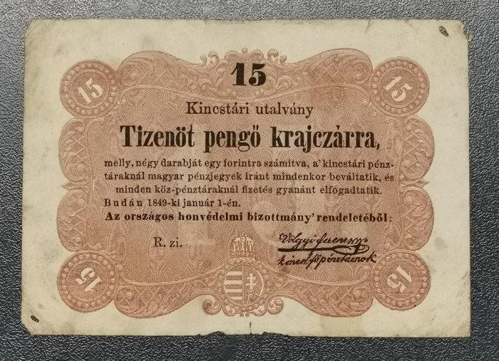 Ungaria 15 Pengo - kraitari 1848