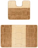 Cumpara ieftin Set 2 Covorase Baie Model Sariyer 2546, Marimi 50 x 80 40 x 50 cm, Bej, Maro, Inaltime Fir 0, Antiderapant, Antialergic, Polipropilena
