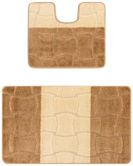 Set 2 Covorase Baie Model Sariyer 2546, Marimi 50 x 80 40 x 50 cm, Bej, Maro, Inaltime Fir 0, Antiderapant, Antialergic, Polipropilena