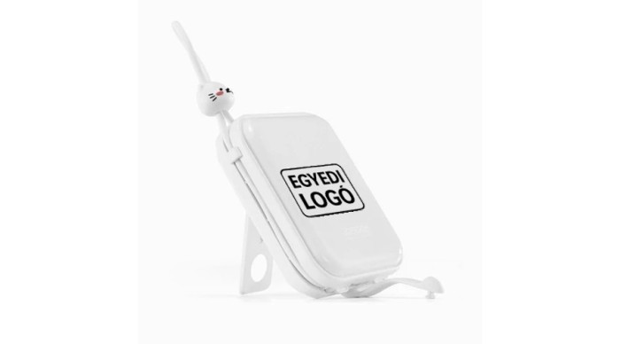 Baterie externă Joyroom cu cabluri USB C și Lightning și suport, cu personalizare logo Cutie Series 10000mAh 22.5W alb (JR-L008)