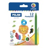Set Creioane Pastel Rotunde Milan , 2 Culori Neon, 12 Bucati