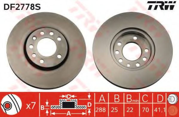 Disc frana SAAB 9-5 (YS3E) (1997 - 2009) TRW DF2778S