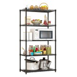 Cumpara ieftin Raft 5 polite din metal negru Suer 56x35x210 cm