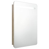 Cumpara ieftin Dulap de baie cu oglinda si LED, stejar, 60x11x80 cm