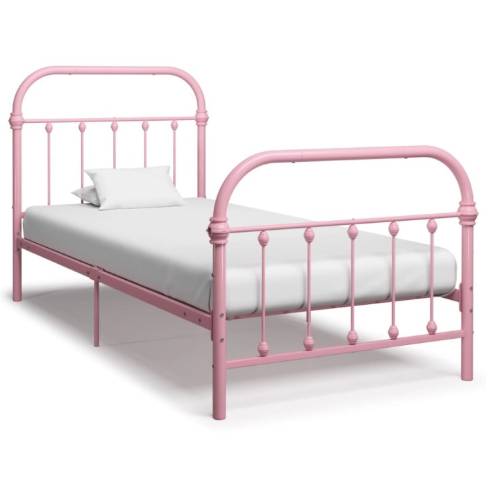 vidaXL Cadru de pat, roz, 100 x 200 cm, metal 284511