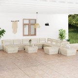 VidaXL Set de mobilier de grădină paleți, 12 piese, lemn molid tratat 3063734