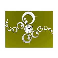 Ceas decorativ de perete, Cercuri, Oglinda acrilica, 40 cm, LK-17