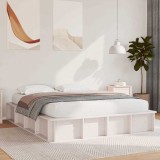 Cadru de pat cu spațiu de depozitare &ndash; Alb, 150 x 200cm, din pin solid.