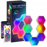 Lampa Modulara Inteligenta, Aprindere prin Atingere,Led RGB,6 Panouri Tactile,App control IOS/Android,Alexa/Google Home