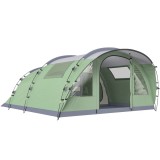 Outsunny Cort Mare Multi-Cameră pentru 2-4 Persoane, cu Ferestre și Verandă, Verde | Aosom Romania