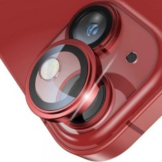 Folie de protectie Camera Spate Lito S+ pentru Apple iPhone 14, Sticla Securizata, Rosie