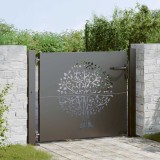 vidaXL Poartă de grădină Negru 105 x 100 cm Oțel vopsit &icirc;n pulbere