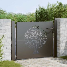 vidaXL Poartă de grădină Negru 105 x 100 cm Oțel vopsit &icirc;n pulbere