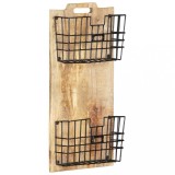 Suport reviste montat pe perete, 33x10x67 cm, lemn masiv mango