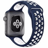 Cumpara ieftin Curea iUni compatibila cu Apple Watch 1/2/3/4/5/6/7, 40mm, Silicon Sport, Albastru/Alb