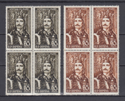 1957 LP 427 - 500 ANI URCAREA PE TRON A LUI STEFAN CEL MARE BLOCURI DE 4 MNH foto