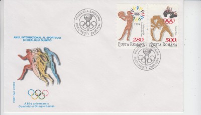 C12 - FDC Romania - Anul internat al sportului si ideal olimpic - LP1346 - 1994 foto