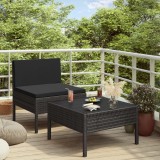 vidaXL Set mobilier de grădină cu perne, 2 piese, negru, poliratan 310199