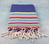 Prosop Plajă | Fouta |Tunis Albastru Cu Dungi Multicolor 200 x 100 cm