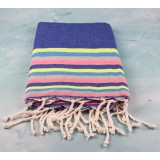 Prosop Plajă | Fouta |Tunis Albastru Cu Dungi Multicolor 200 x 100 cm