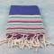 Prosop Plajă | Fouta |Tunis Albastru Cu Dungi Multicolor 200 x 100 cm