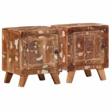 Gossi noptiera 2 buc 40x32x46 cm lemn masiv recuperat