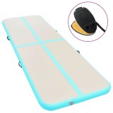 Cumpara ieftin Saltea gimnastica gonflabila cu pompa verde 600x100x10cm PVC