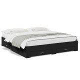VidaXL Cadru de pat cu sertare negru 200x200 cm lemn prelucrat