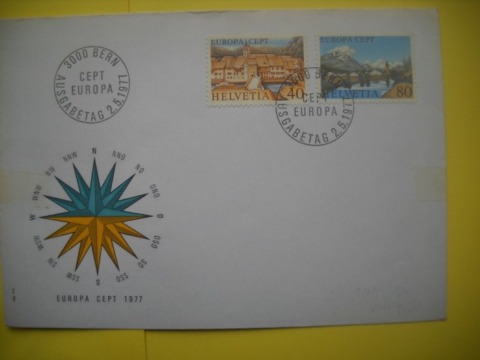 HOPCT PLIC FDC S NR 94 ELVETIA -EUROPA CEPT 1977