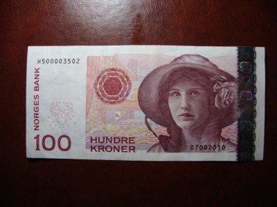 NORVEGIA 100 KRONER EXCELENTA foto