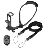 Suport cu prindere de gat si corp HAWIRE pentru telefon si camere sport, Livestream, Telecomanda Bluetooth inclusa, Rotire 360 grade, Negru