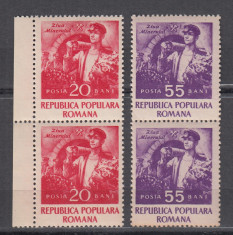 ROMANIA 1952 LP 328 ZIUA MINERULUI PERECHE SERII MNH foto