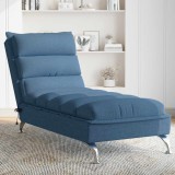VidaXL Șezlong de masaj cu perne, albastru, material textil