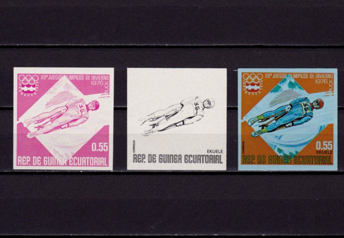 (S46) 1976 Guinea Ec , &quot;Olimp.Innsbruck &#039;76&quot; ,sanie PROOF ned.+faze de tipar,MNH
