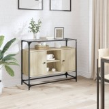 VidaXL Dulap, blat din sticlă stejar sonoma 98x35x81 cm lemn prelucrat