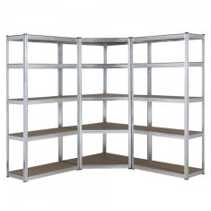 Raft triplu de colt Premium 2500x2500x400 mm (HxLxl) cu 6 polite MDF, otel galvanizat, 3600 kg, PLUS (5 ani garantie)