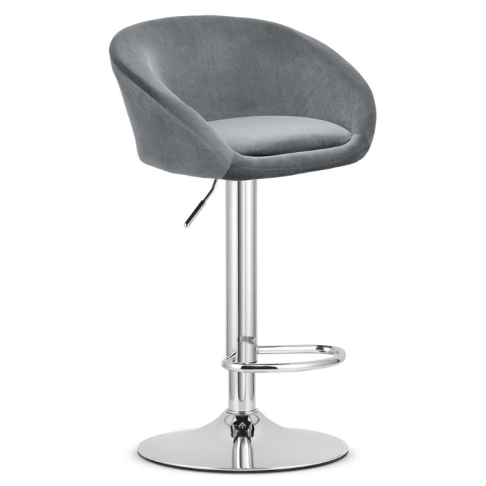 Scaun de bucatarie/bar, Artool, East, rotativ, catifea, gri si argntiu, 53x46x81-103 cm