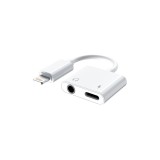 Cablu adaptor compatibil Iphone, Active, Spliter 2 in 1, mufa audio jack mama 3.5mm Casti/Boxe si Incarcare tip Lightning, Cupru