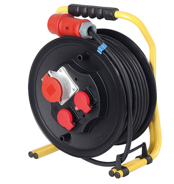 Tambur de cablu 20m 5x2.5 trifazic CEE cu siguranta, profesional IP44