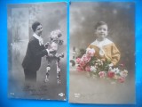 HOPCT 1789 COPII--ROMANTICA-FRANTA-LOT 2 CARTI POSTALE VECHI-CIRCULATE