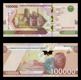 UZBEKISTAN █ bancnota █ 100000 Sum █ 2021 █ P-92 █ UNC █ necirculata