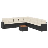 Cumpara ieftin Set canapele de gradina cu perne, 10 piese, negru, poliratan