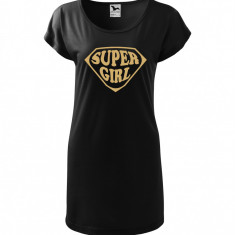 Tricou rochie Malfini bumbac print "Super Girl" marimi S, M, L, XL