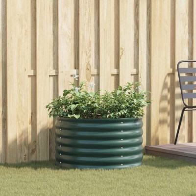 vidaXL Strat &amp;icirc;nălțat de grădină Verde 80 x 80 x 44 cm Oțel 42008131 foto