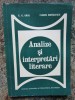 G. G. URSU, FLORIN MIHAILESCU - ANALIZE SI INTERPRETARI LITERARE