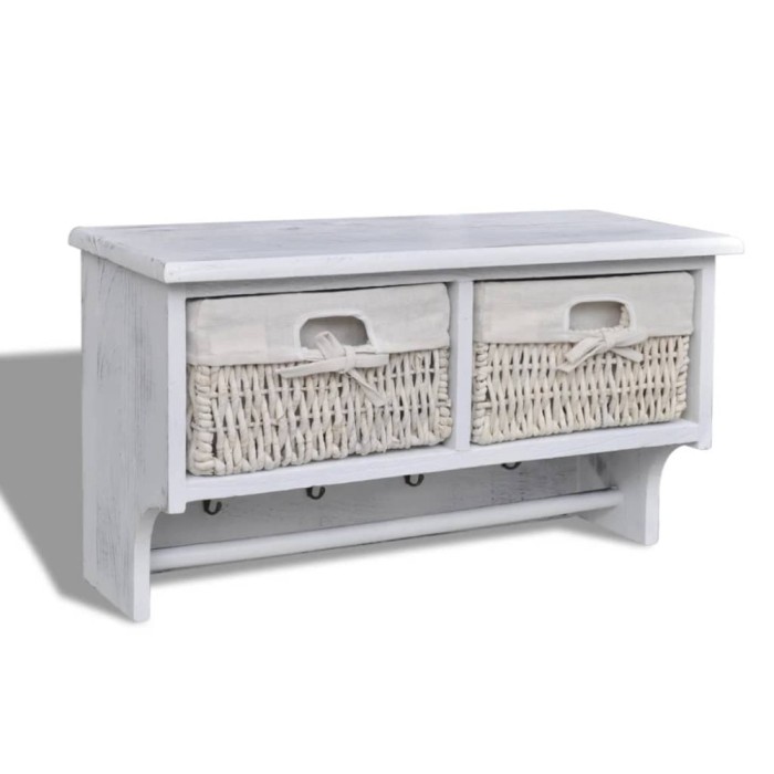Gossi raft de perete, alb, 60 x 23,5 x 33 cm, lemn de paulownia