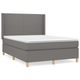 Cumpara ieftin Pat box spring cu saltea, gri inchis, 140x200 cm, textil
