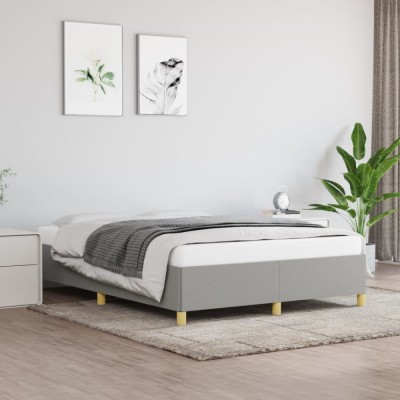 vidaXL Cadru de pat fără saltea, gri deschis, 140x200 cm, textil foto
