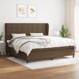 vidaXL Pat box spring cu saltea, maro &icirc;nchis, 200x200 cm, textil