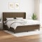 vidaXL Pat box spring cu saltea, maro &icirc;nchis, 200x200 cm, textil 3127992
